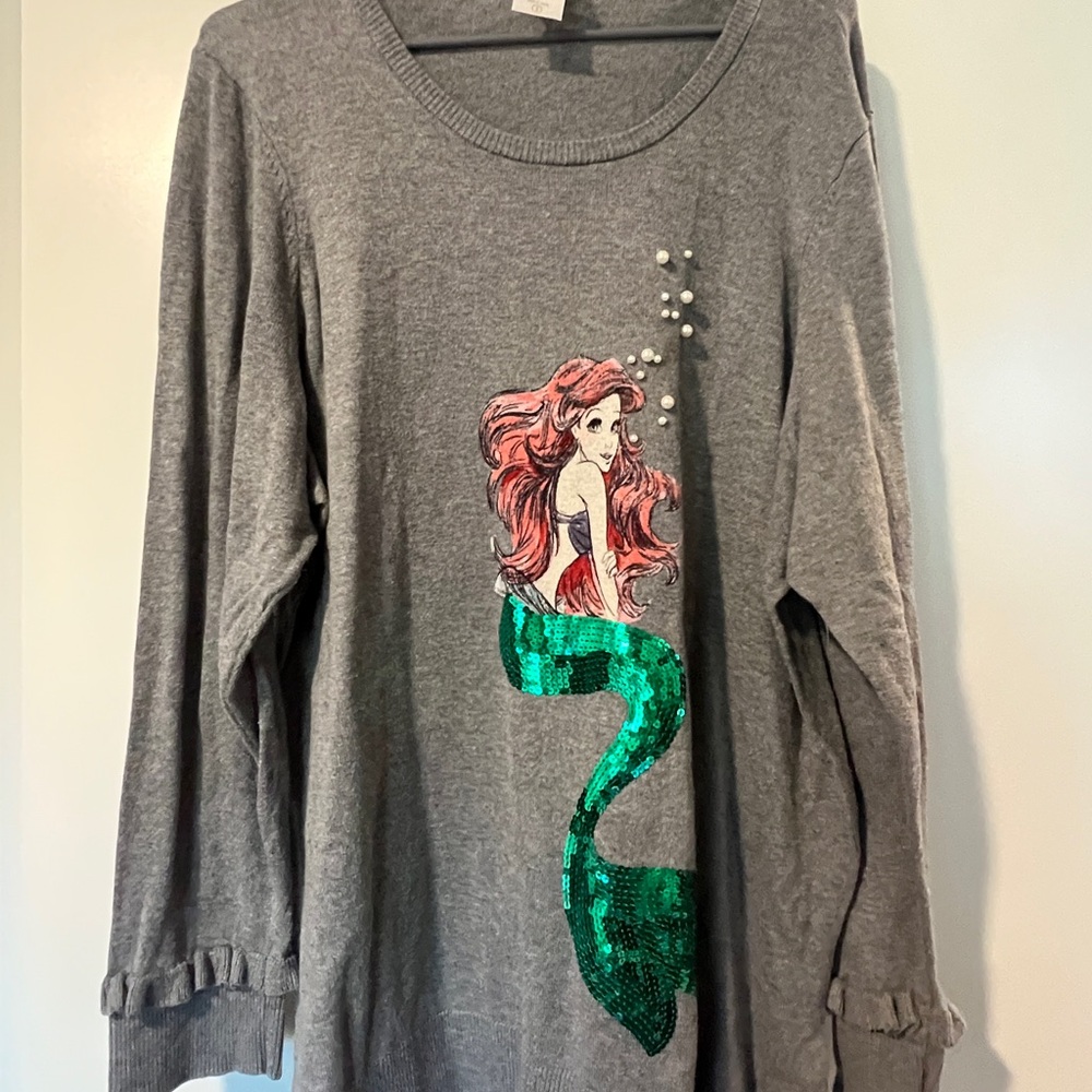 17.  EUC Gray Sweater with Disney Ariel Design